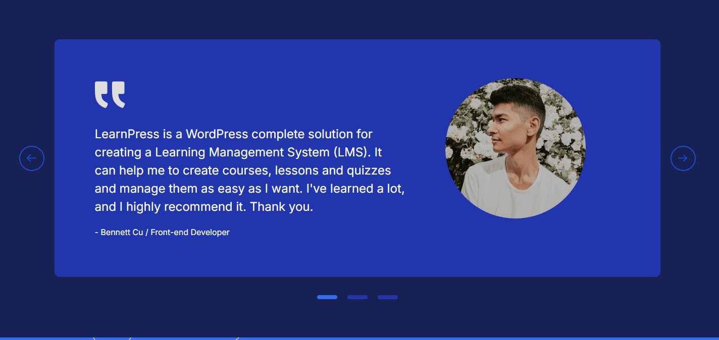 Eduma learner testimonial